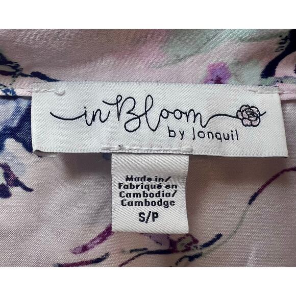 In Bloom by Jonquil satin floral pajama button front top - Picture 2 of 4
